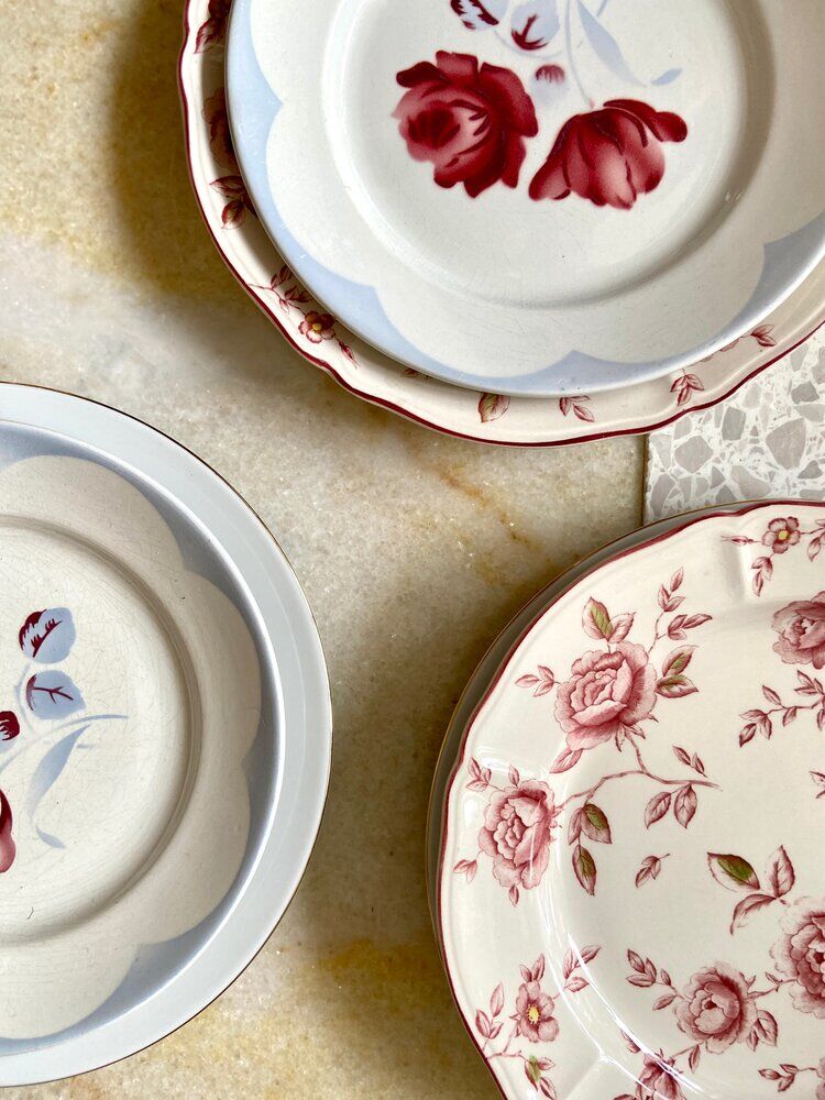 6 floral ceramic plates