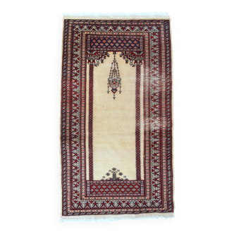 Tapis de Prière Vintage Lahore Pakistanais, Années 1960, Élégance et Tradit