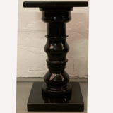 Vintage black natural stone "marble" pedestal or side table
