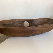 Coupe centre de table XxXL en bois de noyer creusé 1960 monoxyle