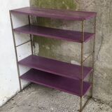 Metal string shelf - 4 purple shelves - vintage 1960