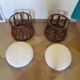 Pretty pair of 2 bamboo and rattan stools with cushions - 80s - Vintage - set of 2