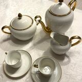 Ensemble petit-déjeuner porcelaine blanche et dorée