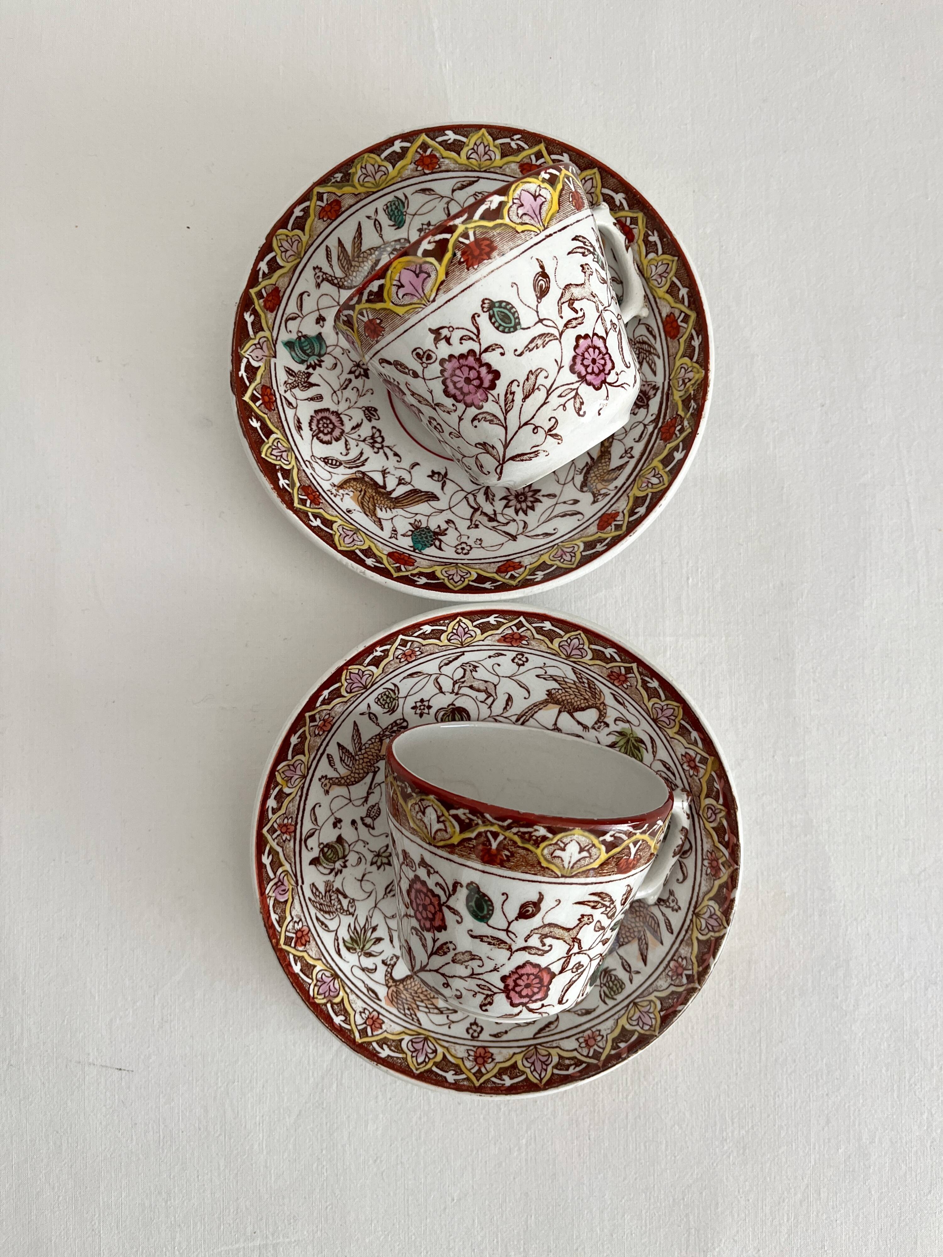 2 polychrome ironstone coffee cups Choisy le Roi