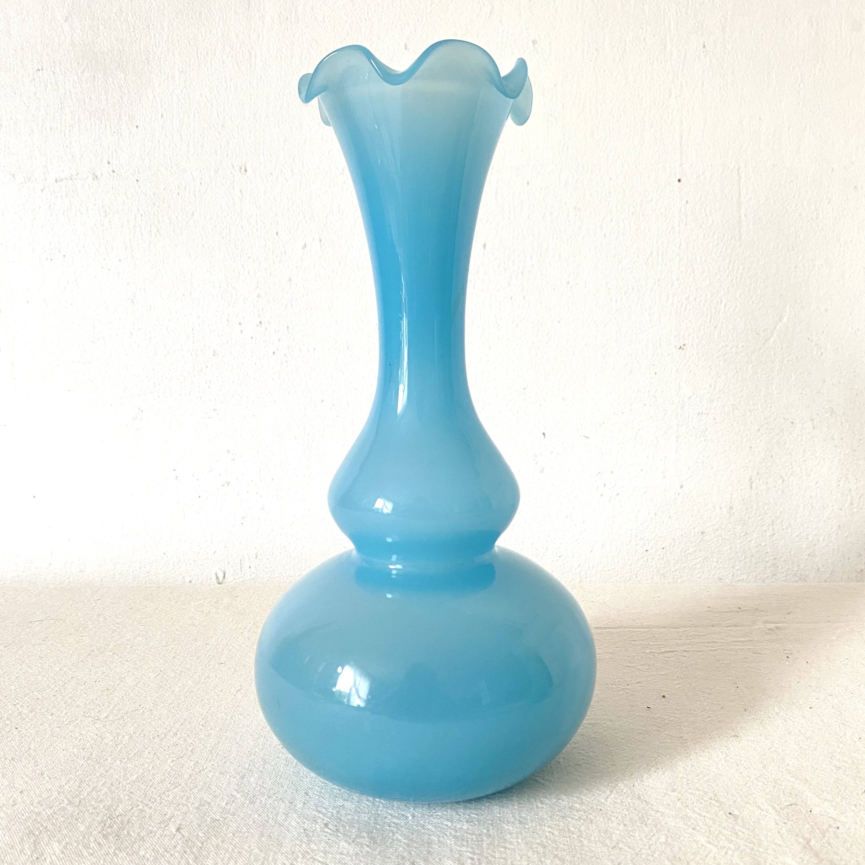 Blue opaline soliflore vases