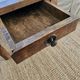 XXL coffee table in solid raw elm wood with 2 drawers, rustic antique.