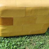 Pouf, cubic synthetic leather stool