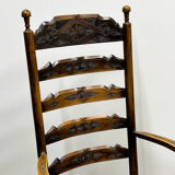 19th century handcrafted and carved ladder back chair, circa 1840s.