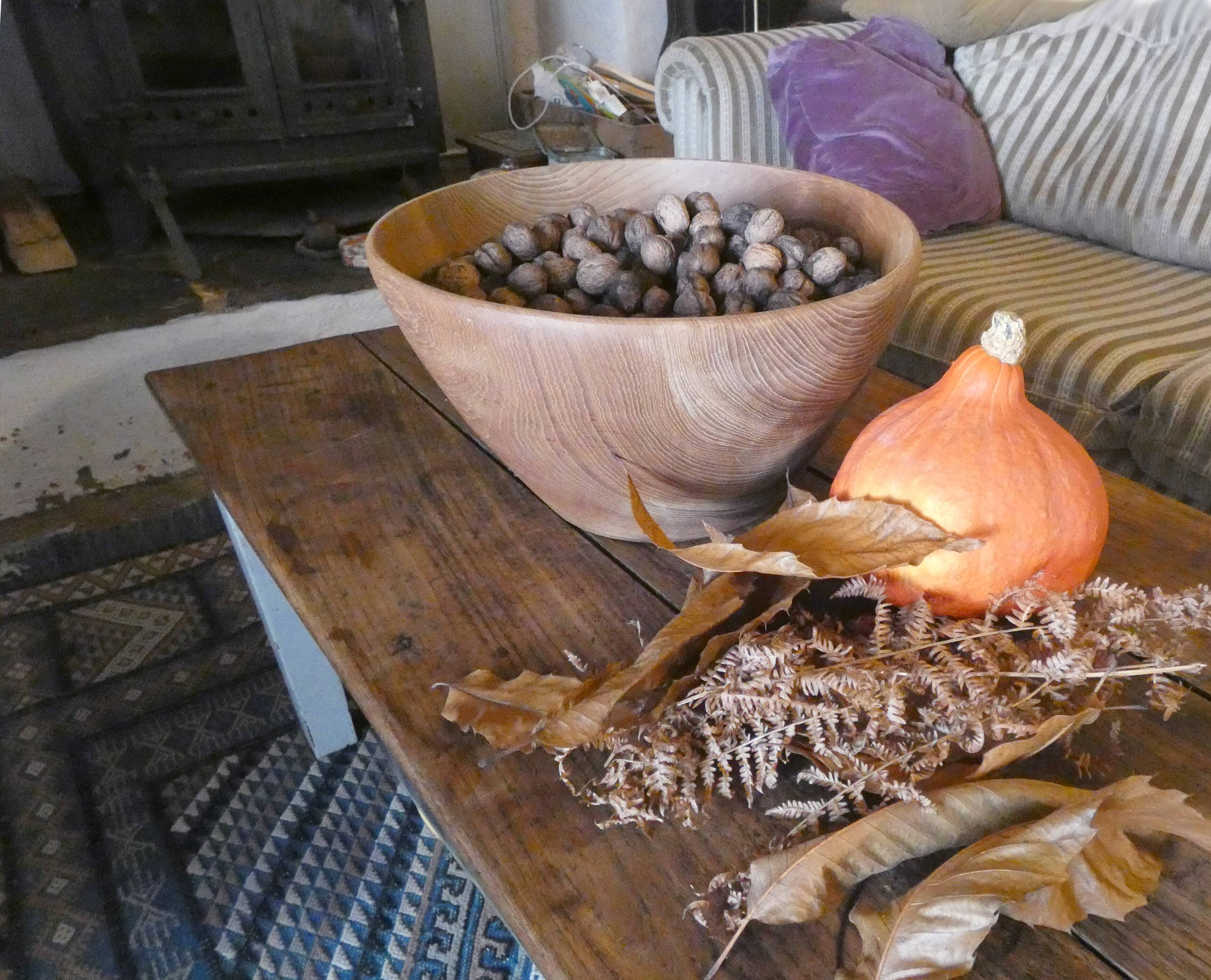 Large turned wooden salad bowl