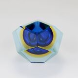 Faceted diamond caviar bowl Mandruzzato Sommerso, Murano glass, Italy, 1960s