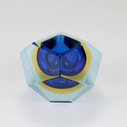Faceted diamond caviar bowl Mandruzzato Sommerso, Murano glass, Italy, 1960s