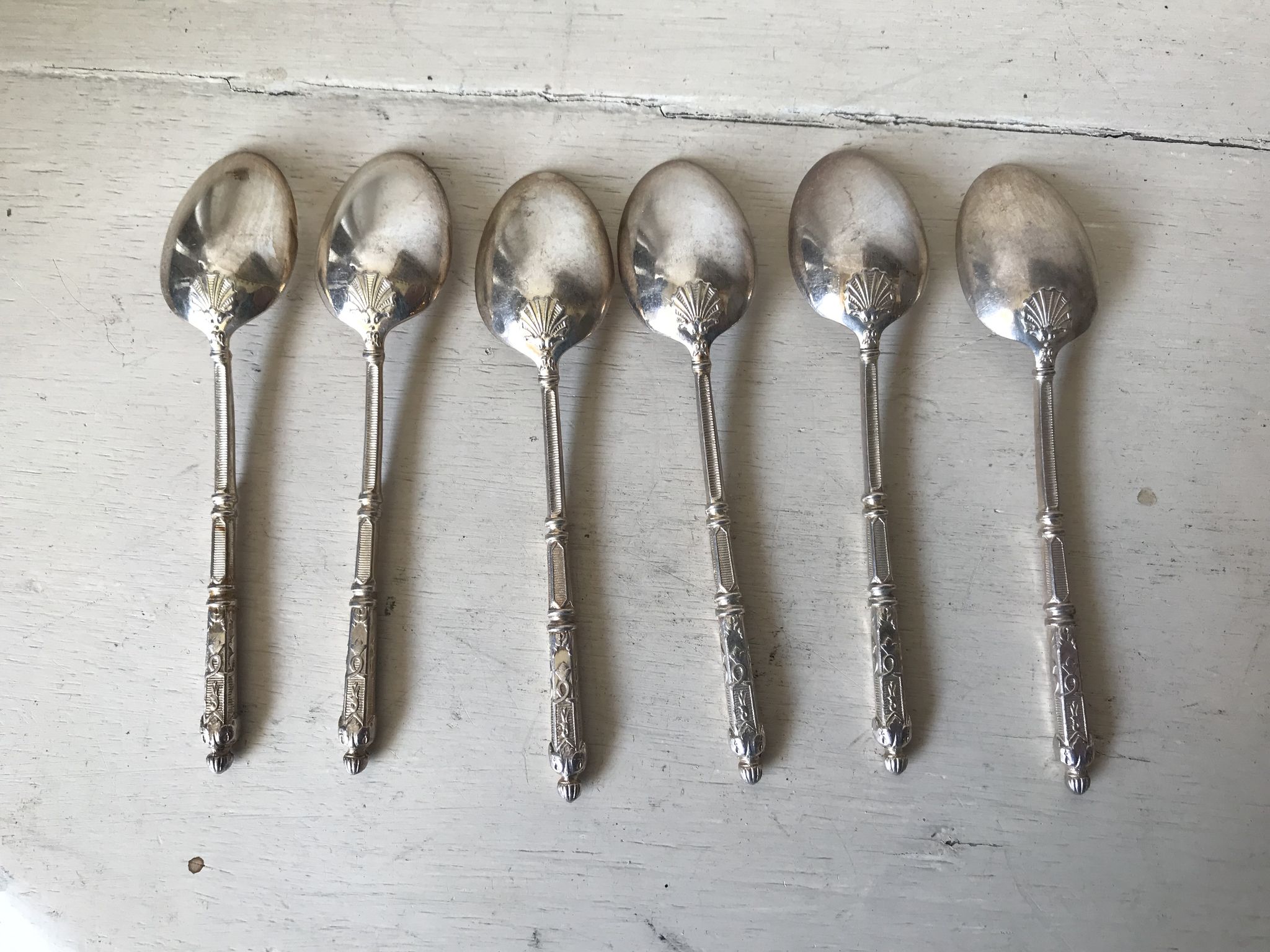 Series of 6 small spoons to mocha metal silver brand sfam russian décor