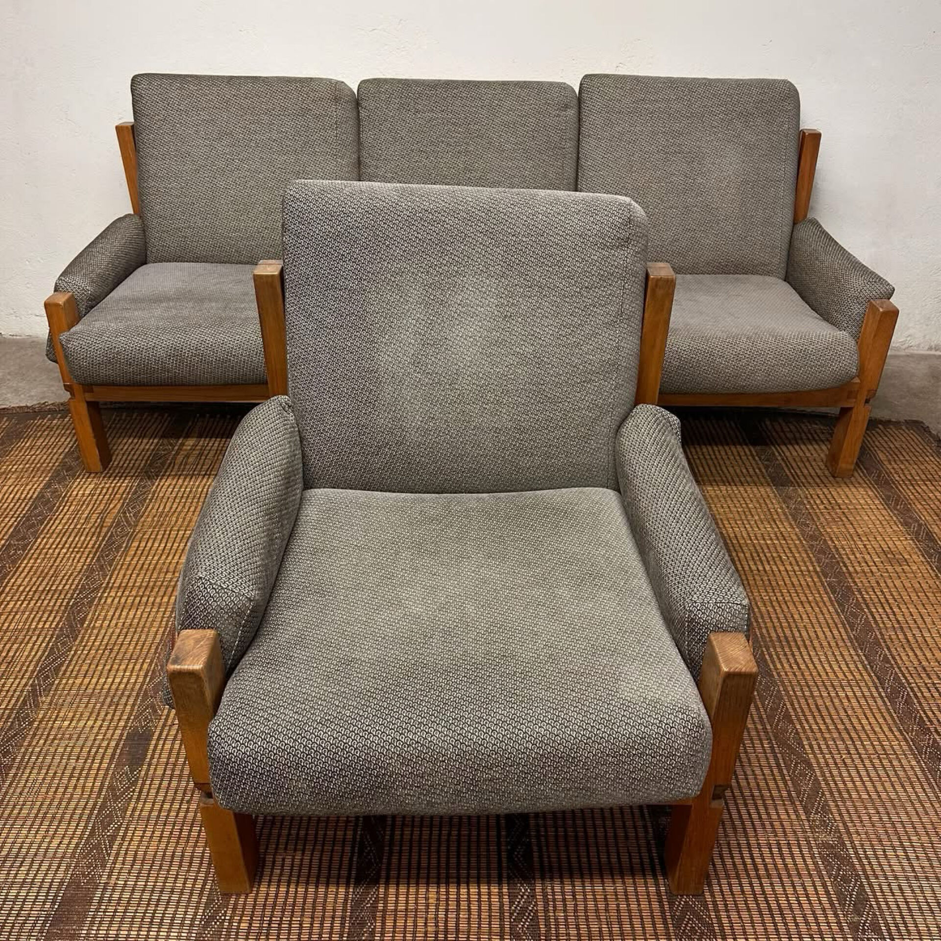 S32 sofa & its S15 armchair by Pierre Chapo, France, 1966