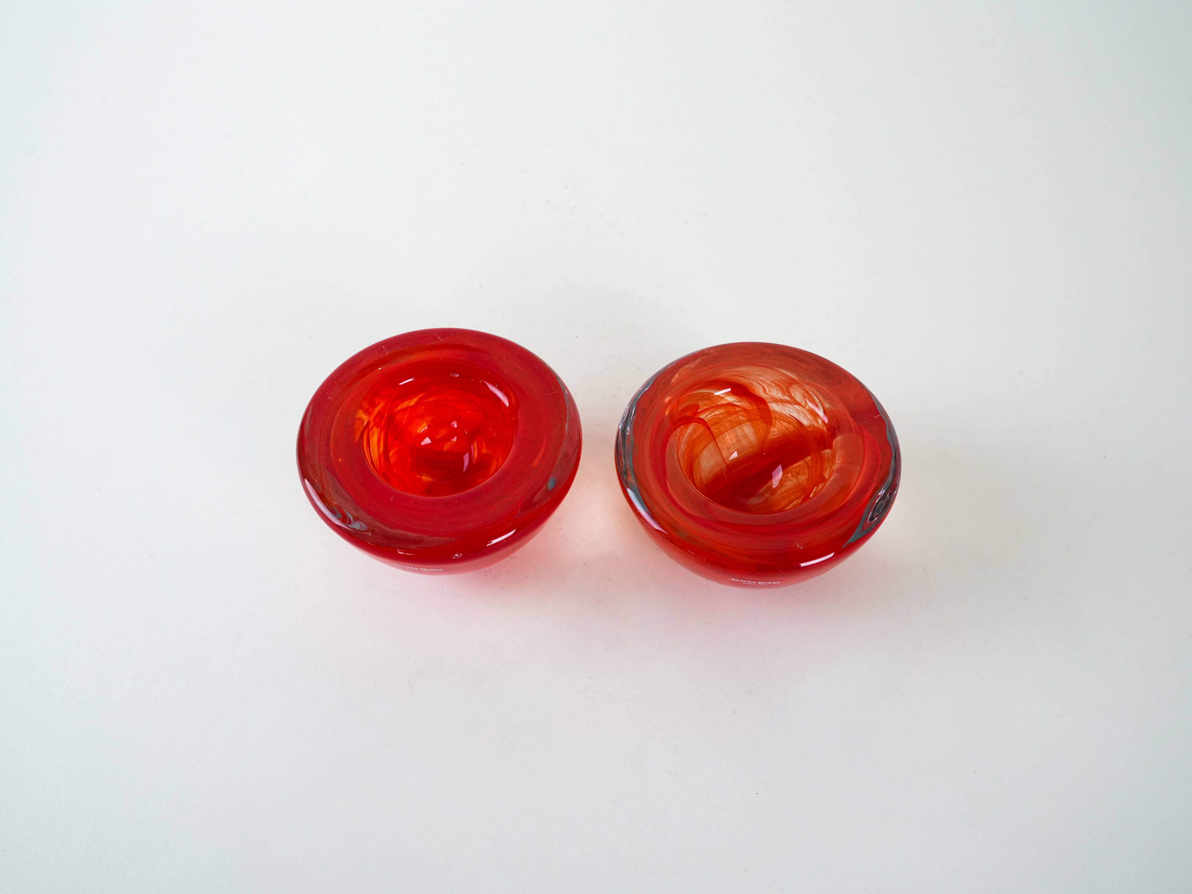 Set of glass candleholders, Swedish design, 1970s, manufactured by Kosta Bo