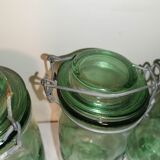 Lot 3 ideal green glass jars
