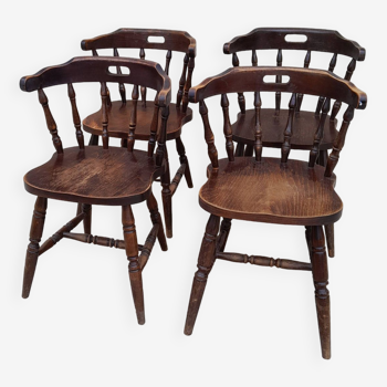 4 chaises Windsor classique anglais Chaises bois Western bistrot vintage 70s