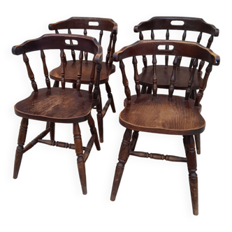 4 chaises Windsor classique anglais Chaises bois Western bistrot vintage 70s