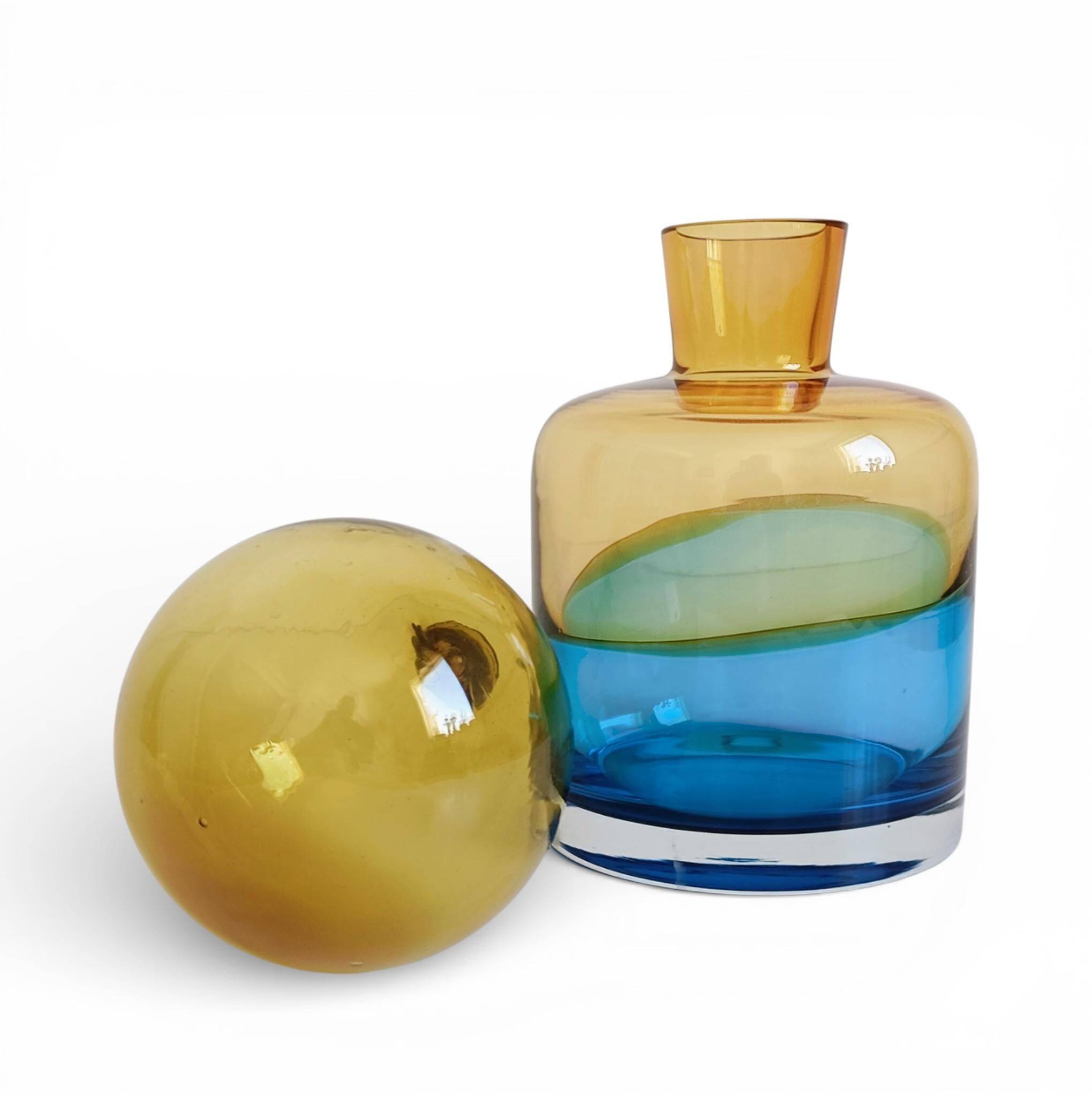 Sommerso Murano Art Glass Bottle In The Style of Flavio Poli for Seguso