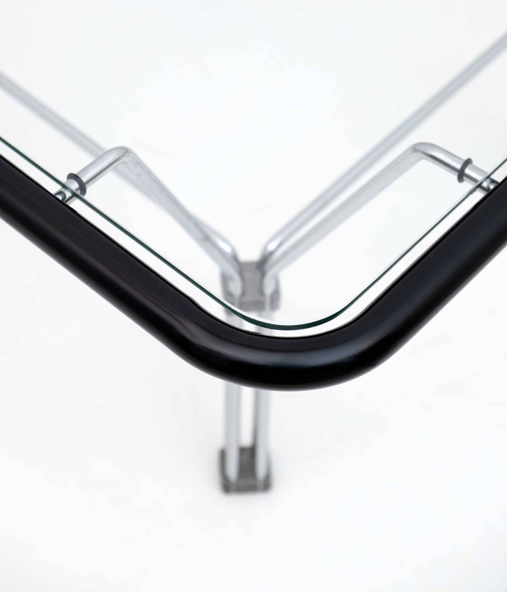 Attributed Niels Bendtsen Post Modern Crystal and Steel Coffee Table, 1970s