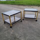 Coffee table golden black and Erard smoked glass