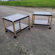 Coffee table golden black and Erard smoked glass