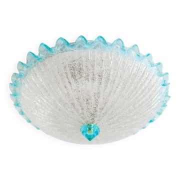 Vintage ceiling light Barovier e Toso - clear light blue glass with structure - Hollywood Regency - Mid Century Italy 1960s - Lighting