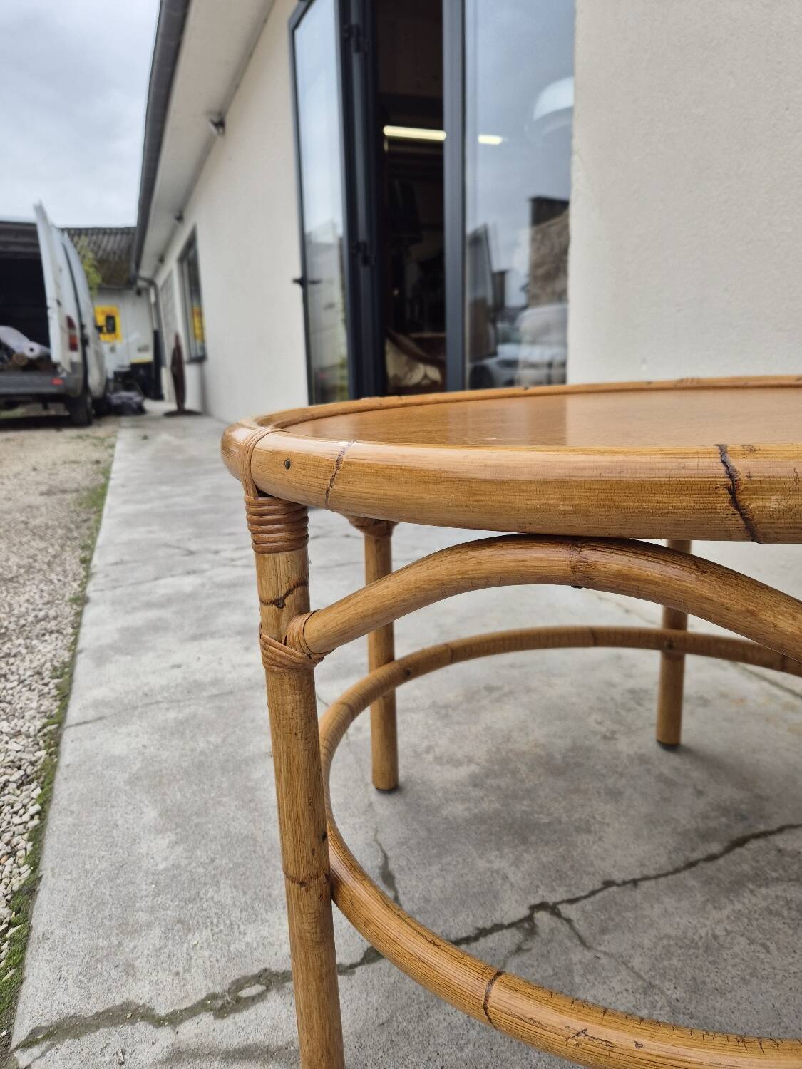 Vintage 1960s rattan coffee table