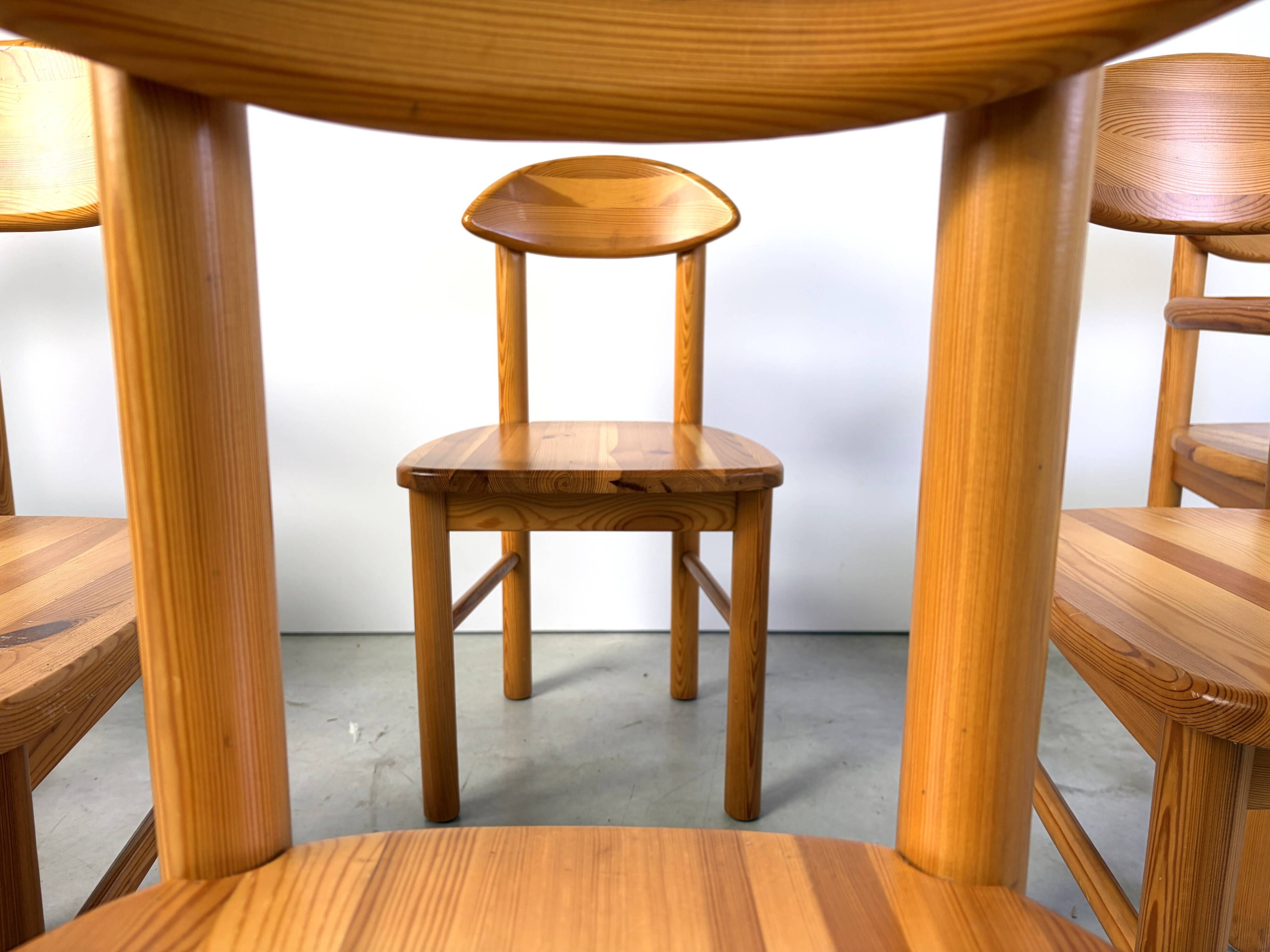Set of 6 Scandinavian solid pine wood dining chairs by Rainer Daumiller for Hirtshals Savvaerk