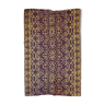 Vintage Romanian carpet design brown purple on yellow background 185x130cm