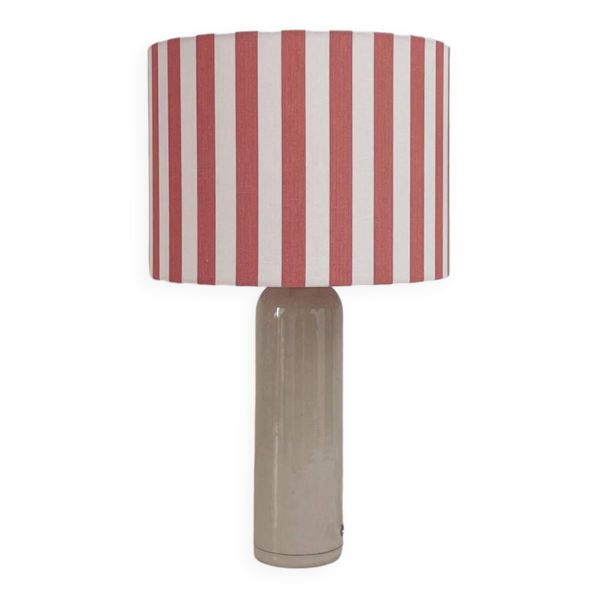 Lampe grès et abat-jour rayé