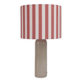 Lampe grès et abat-jour rayé