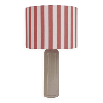 Sandstone lamp and striped lampshade