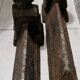 Pair of antique cast iron fire dogs Neo-Renaissance busts France late 19th century