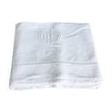 Old linen sheet/ MD monogram embroidered cotton