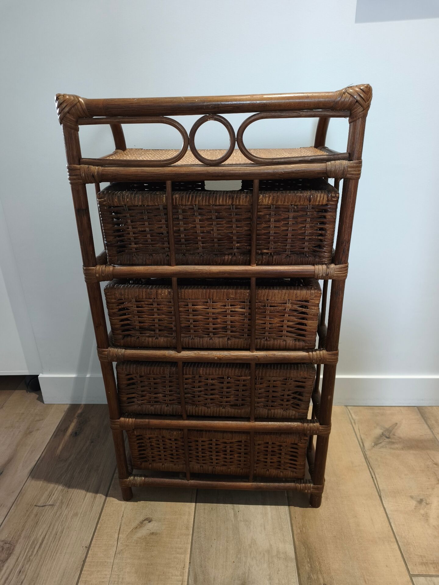 Rattan wicker drawer unit