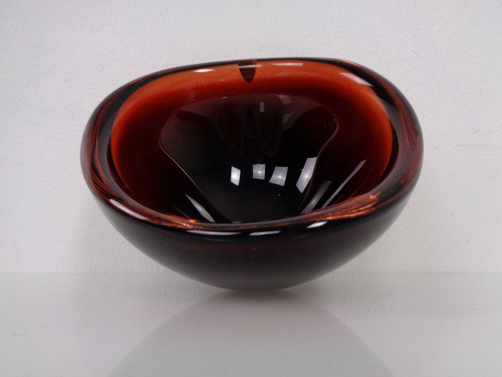 Swedish Burgundy Glass Bowl from Orrefors, 1960s
