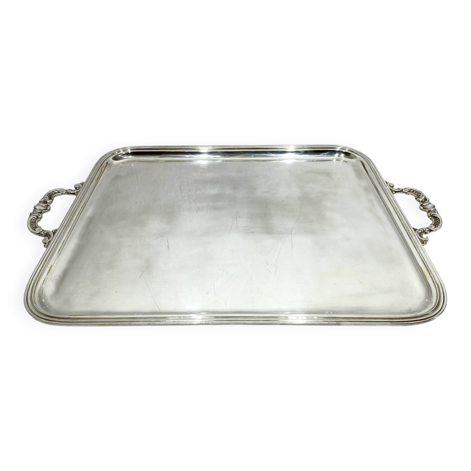 Silver-plated tray with handles