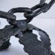 Pair of brutalist 60s metal chain candle holders