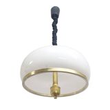 Adjustable White Opaline Glass and Golden Brass Adjustable Lamp, Italy, 197