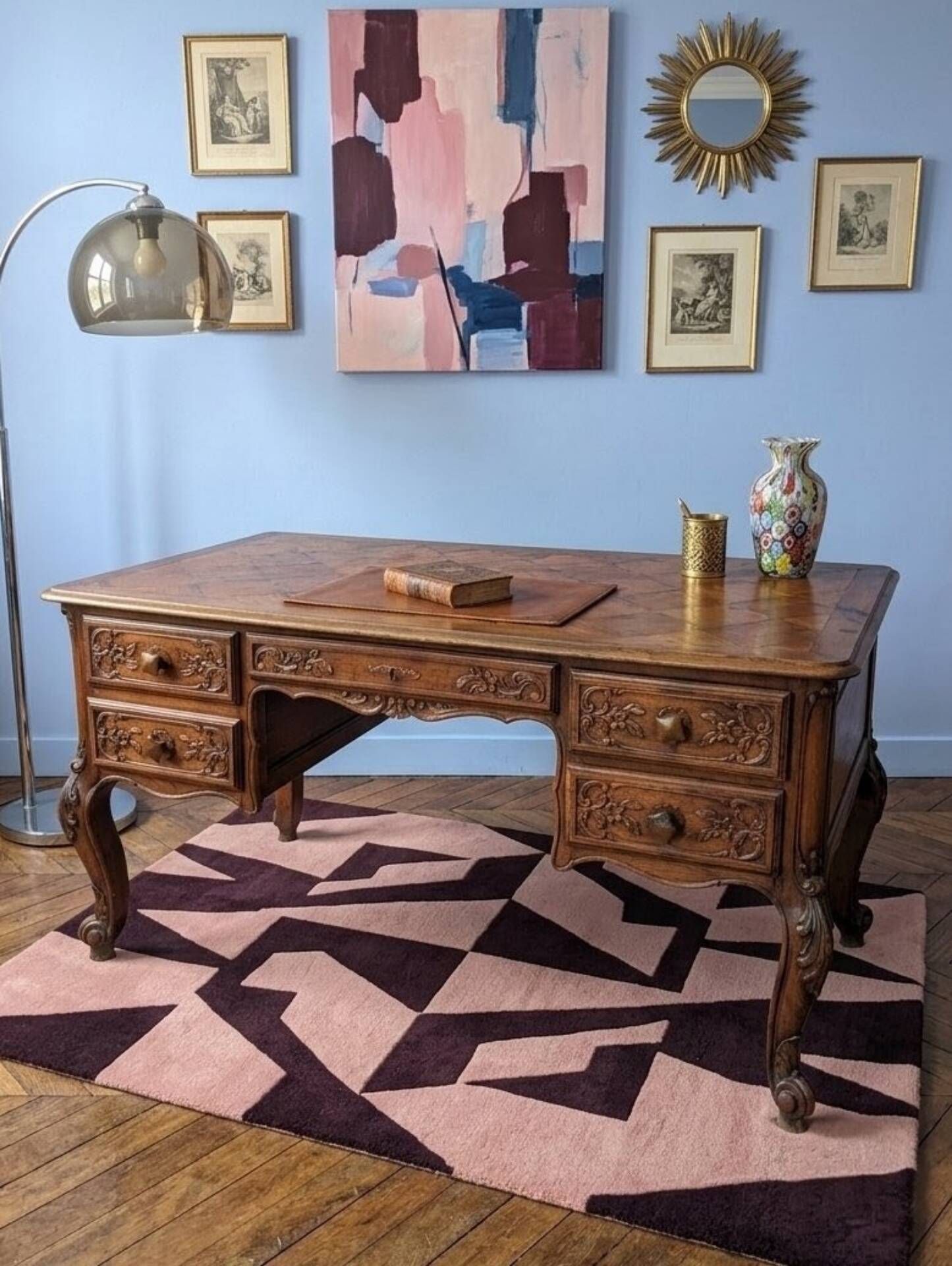Minister's desk carved wooden cottage