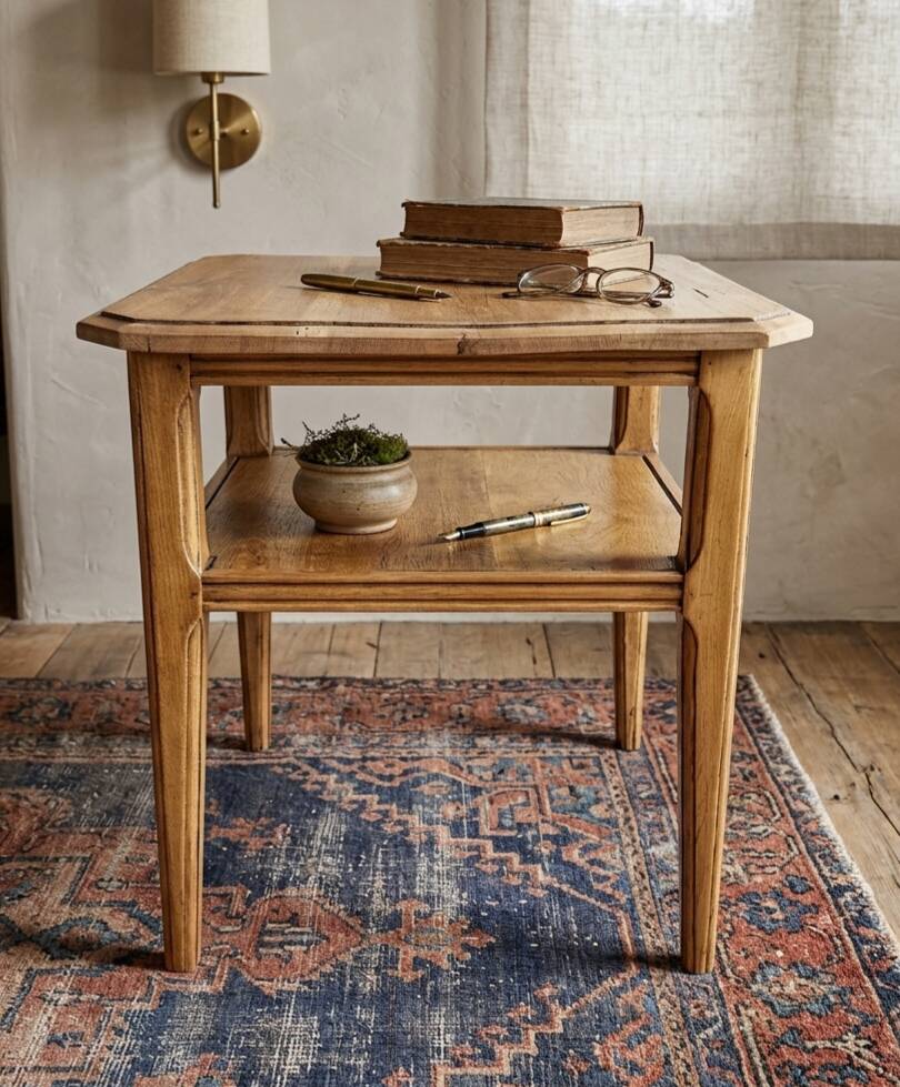 Table d'appoint, bout de canapé en chêne massif, 1940