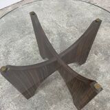 1950s glass and rosewood coffee table