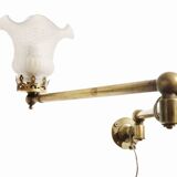 Vintage Brass and Molded Frosted Glass Articulated Wall Sconce - Style A