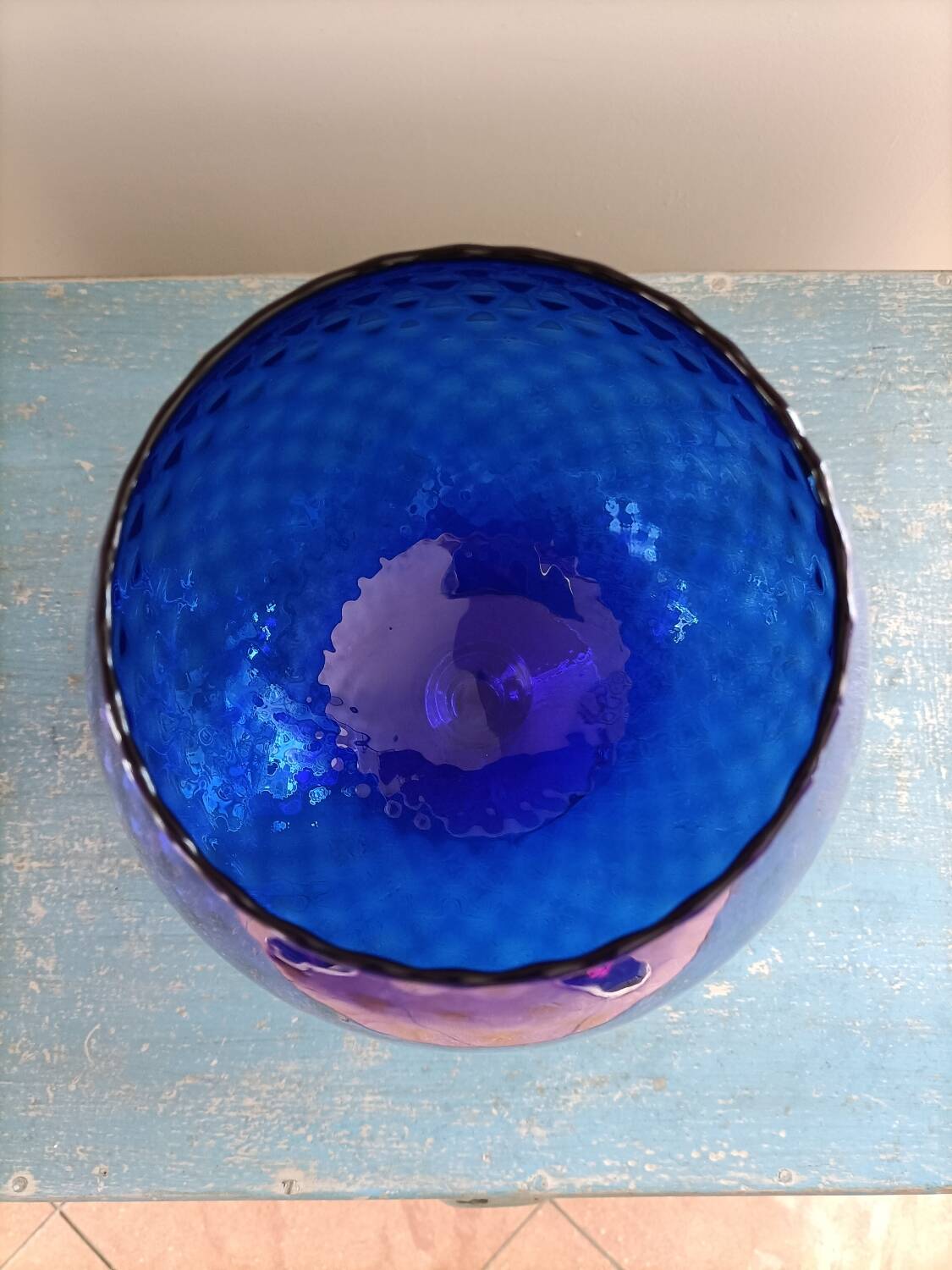 Très grand verre / vase Empoli Bleu