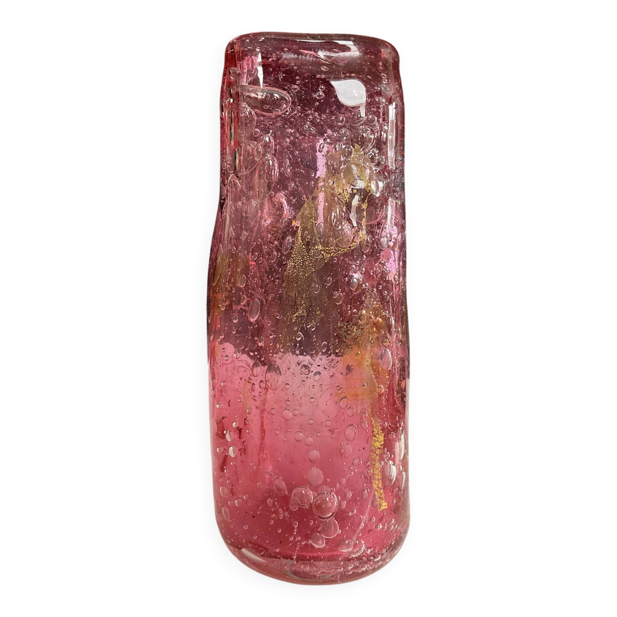 Vintage vase signed in bubble glass.