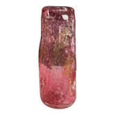 Vase vintage signé en pâte de verre bullé