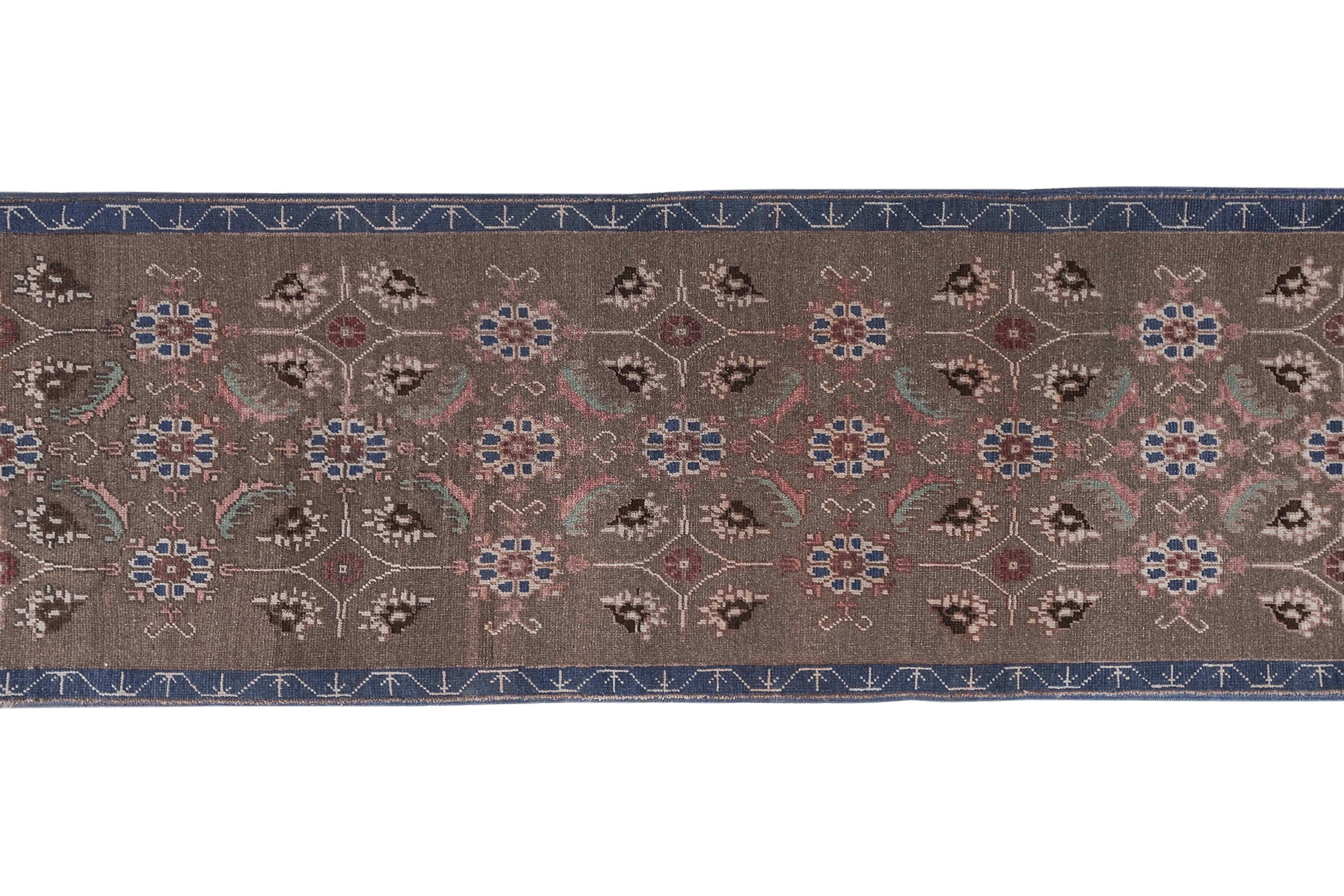 Vintage Turkish Oushak Rug Handwoven 79x230 cm