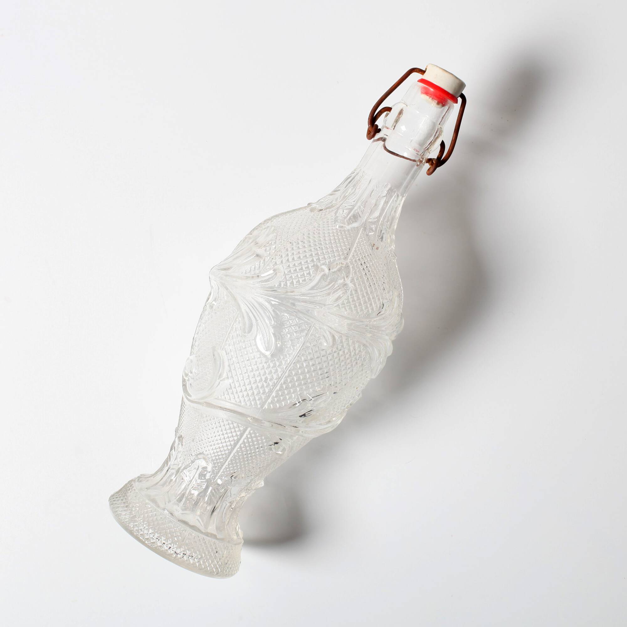 Italian Glass Bottle with Ceramic Stopper / Polveri Alberani / 1950s–1970s