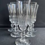 6 Champagne flutes – Baccarat/Saint Louis - Cut crystal - 19th century
