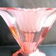 Large fan vase, glass, bright pink and frosted, Art Deco